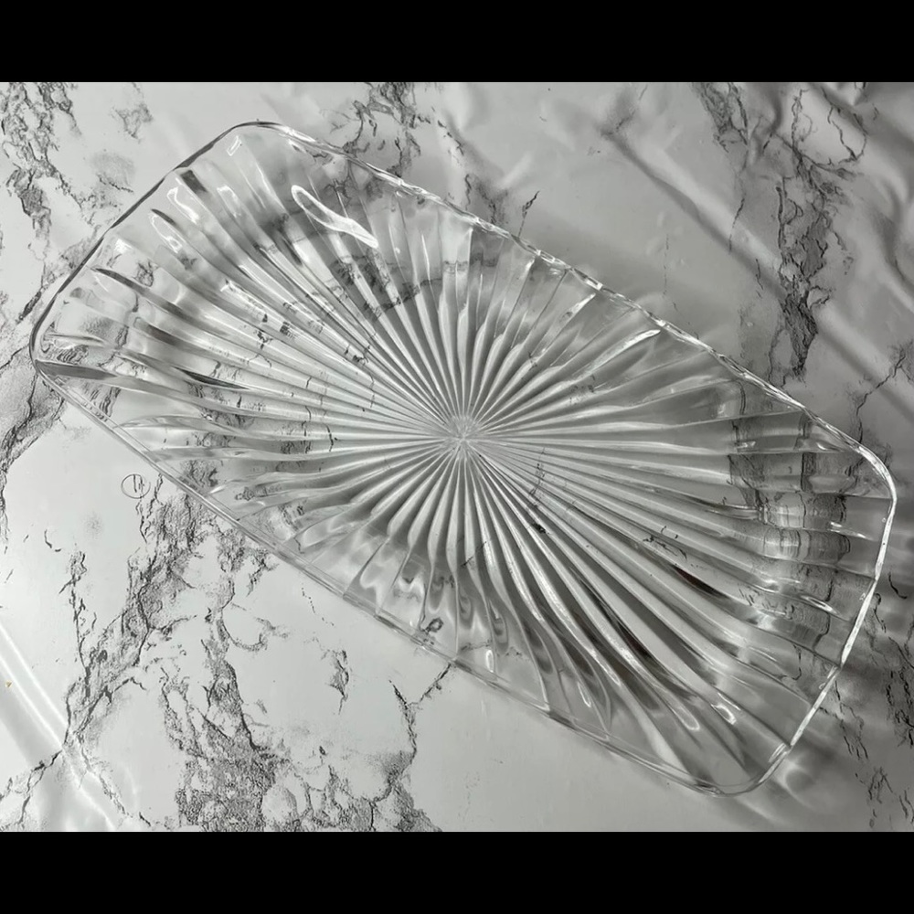 Vintage Art Deco Clear Glass 9”